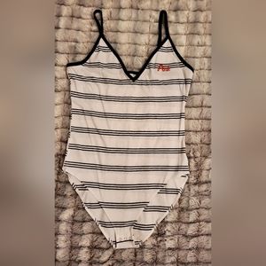 PINK Stripe Bodysuit Size M